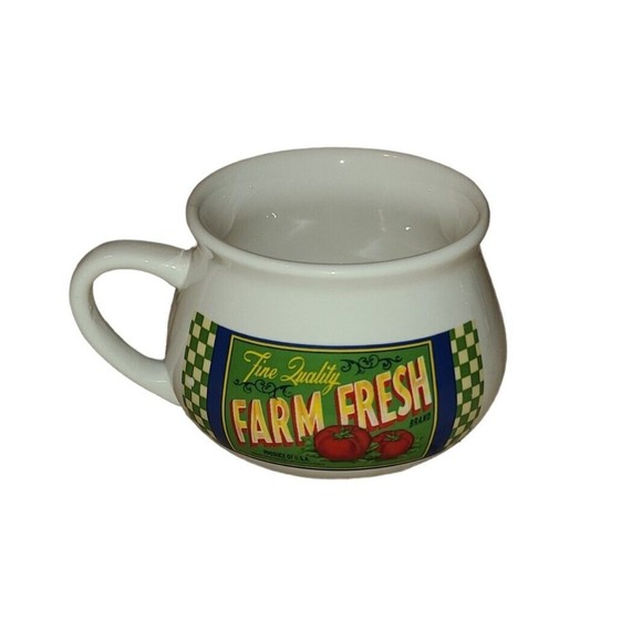 VINTAGE DAT'L DO-IT INC DDI FARM SIGNS SOUP MUGS BOWLS CUPS SET OF 4 - Picture 5 of 6